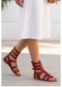 Nola Kırmızı Deri Kemerli Sandalet