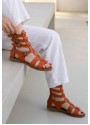 Nola Turuncu Deri Kemerli Sandalet
