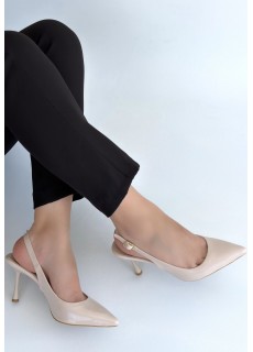 Kentay Bej Cilt Topuklu Ayakkabı